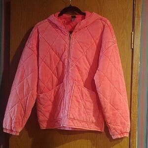 Wild Fable Red Vintage Faded Look, XS Slightly Oversized Zip Up Jacket W/ Hood